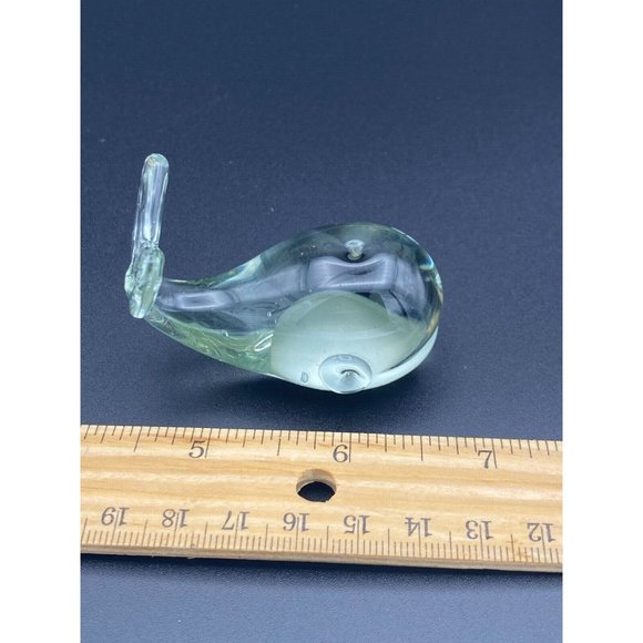 Blown Glass Whale Figurine Paperweight Handmade Ngwenya Glass Small Clear - Picture 7 of 8